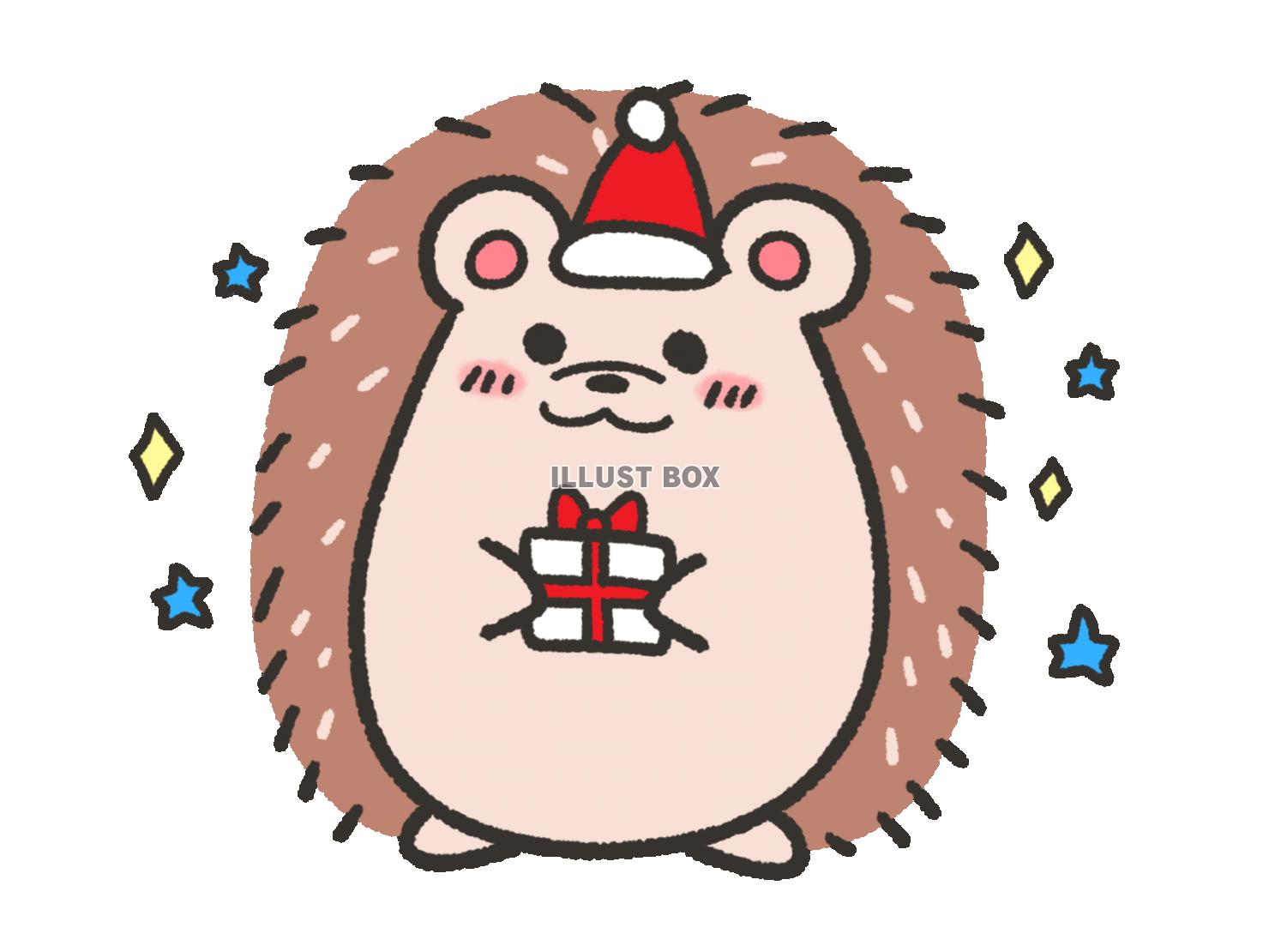 無料イラスト クリスマスのハリネズミ