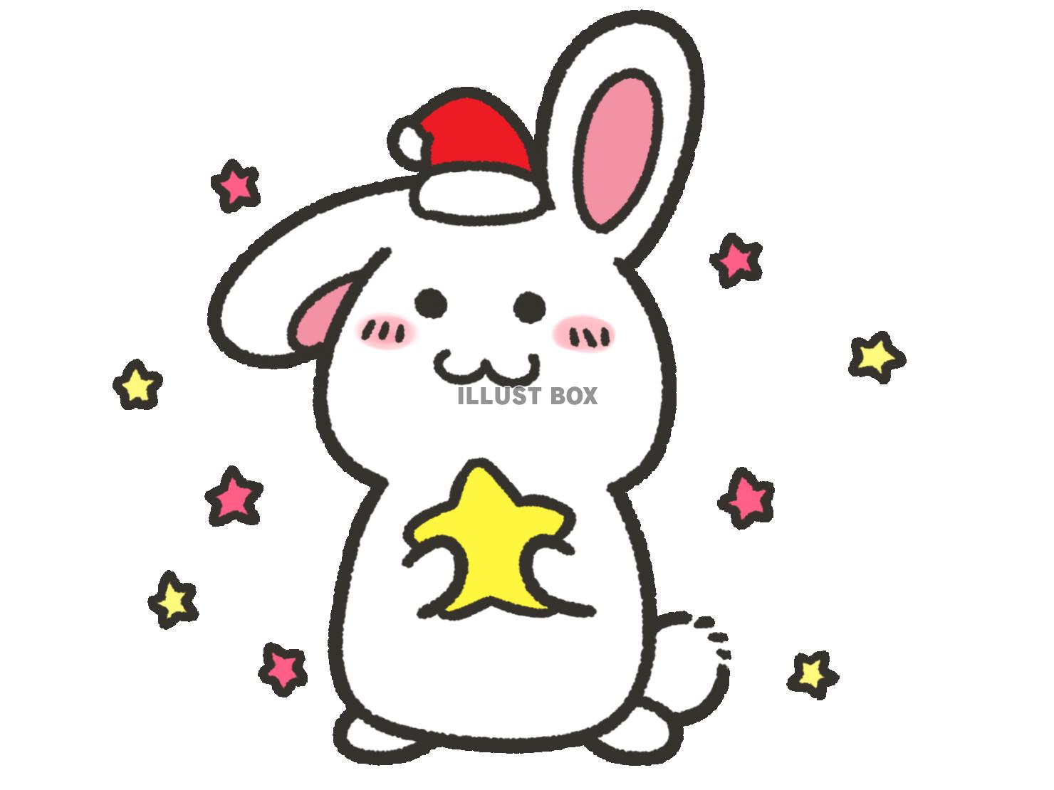 無料イラスト クリスマスのかわいいウサギ