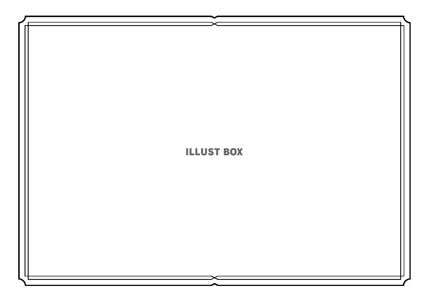 無料イラスト 透過 ラインのシンプルフレーム枠 モノクロ白黒クラシカル背景
