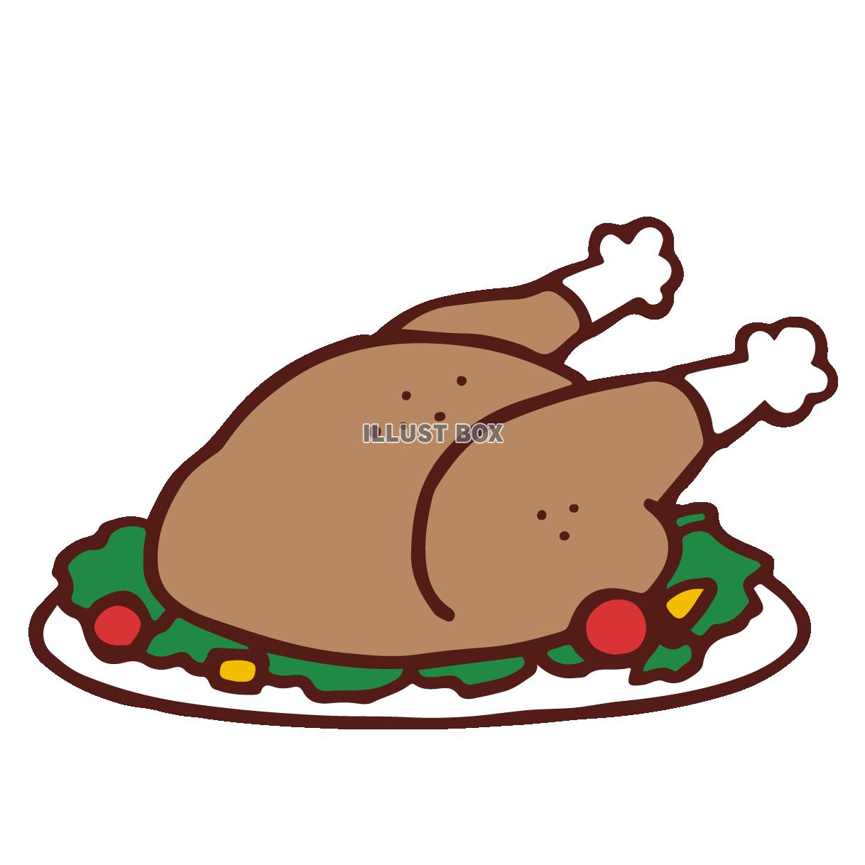 無料イラスト クリスマスのチキン 七面鳥