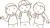 登下校をする子どもたちの線画