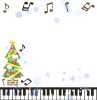 ピアノの鍵盤とクリスマスツリーフレーム　透過png