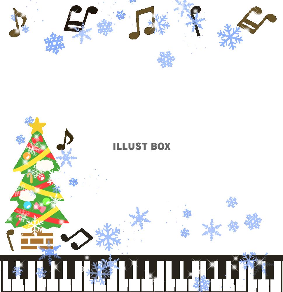 ピアノの鍵盤とクリスマスツリーフレーム　透過png