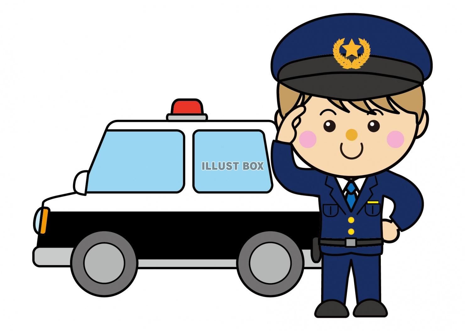 無料イラスト 自動車05 02 パトカー 警察官