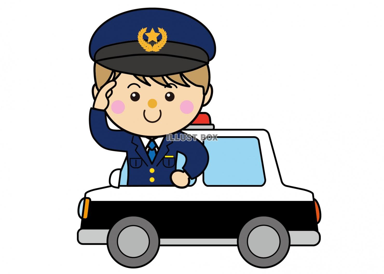 無料イラスト 自動車05 04 パトカー 警察官