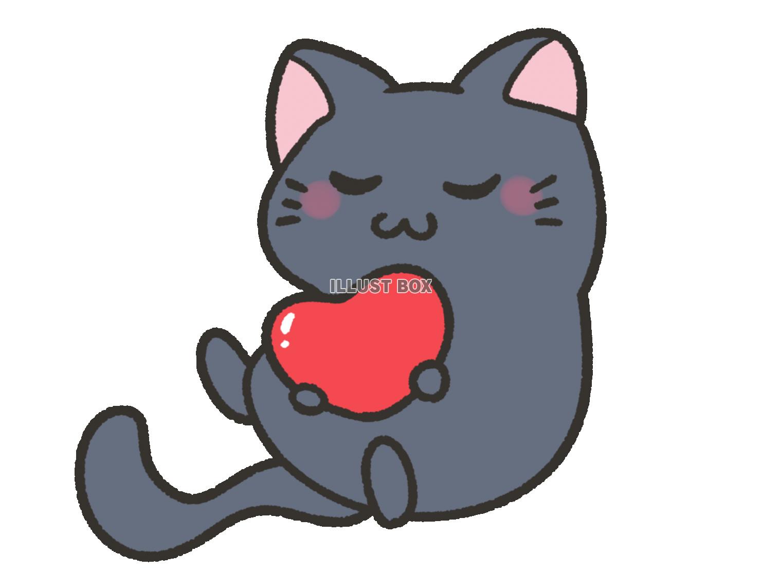 無料イラスト ハートを持つかわいい黒猫