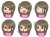 かわいい女性の表情セット、パープル