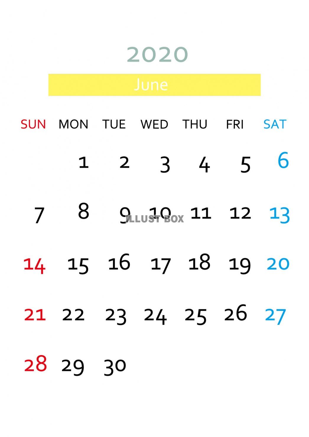 2020年6月カレンダー