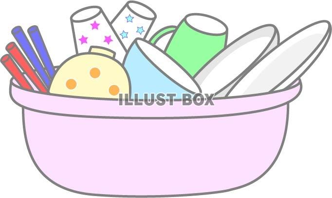 無料イラスト 食器の洗いもの