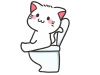 トイレに座る白猫