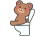 トイレに座るかわいいクマ