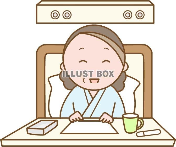 無料イラスト 入院患者の女性