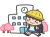 かわいい手描きの学校と男の子