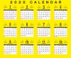 2020年　年間卓上カレンダー（12カ月）