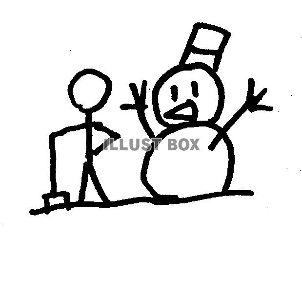 イラスト素材「棒人間雪だるま」