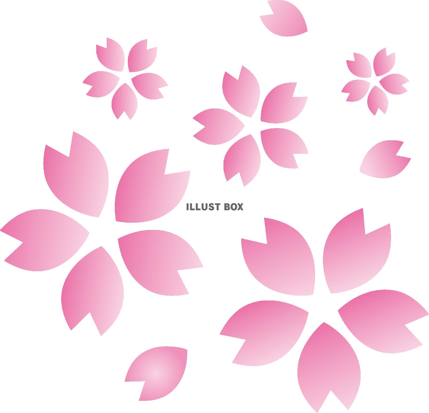 春・桜の花びら（装飾データ）グラデーション：イラスト無料
