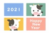 2021年年賀状素材　シンプルな二匹の牛