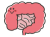 手描きの健康的な笑顔の大腸、小腸