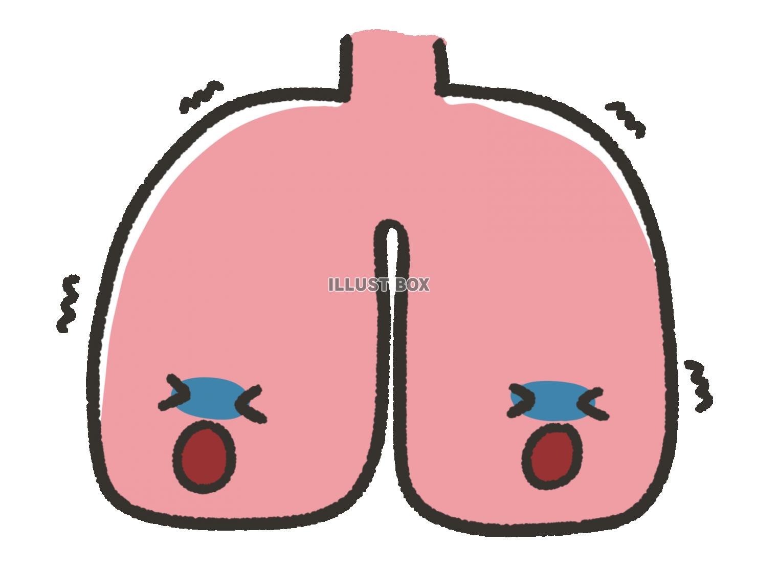 無料イラスト 手描きの不健康な肺
