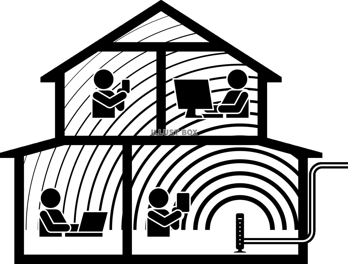 無料イラスト 家庭 Wifi 無線lan 説明図 ピクトグラム