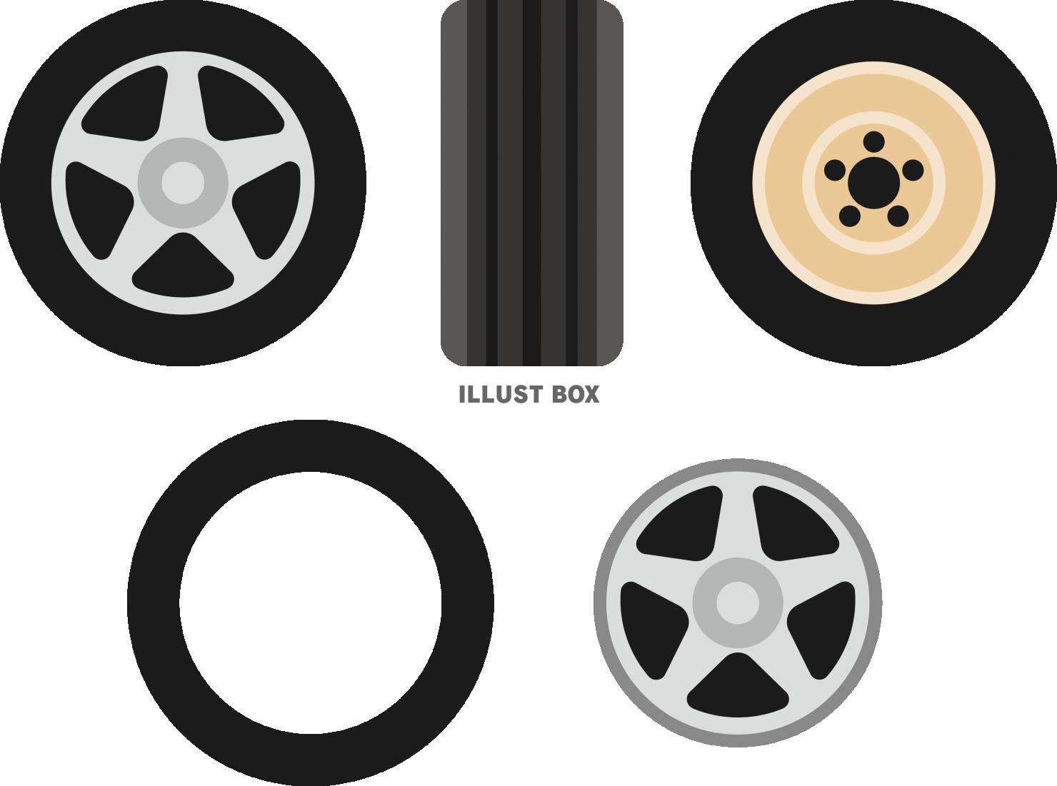 シンプルな車のタイヤとホイール　セット