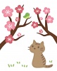 猫と梅の花