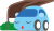 車のキャラクター　車庫