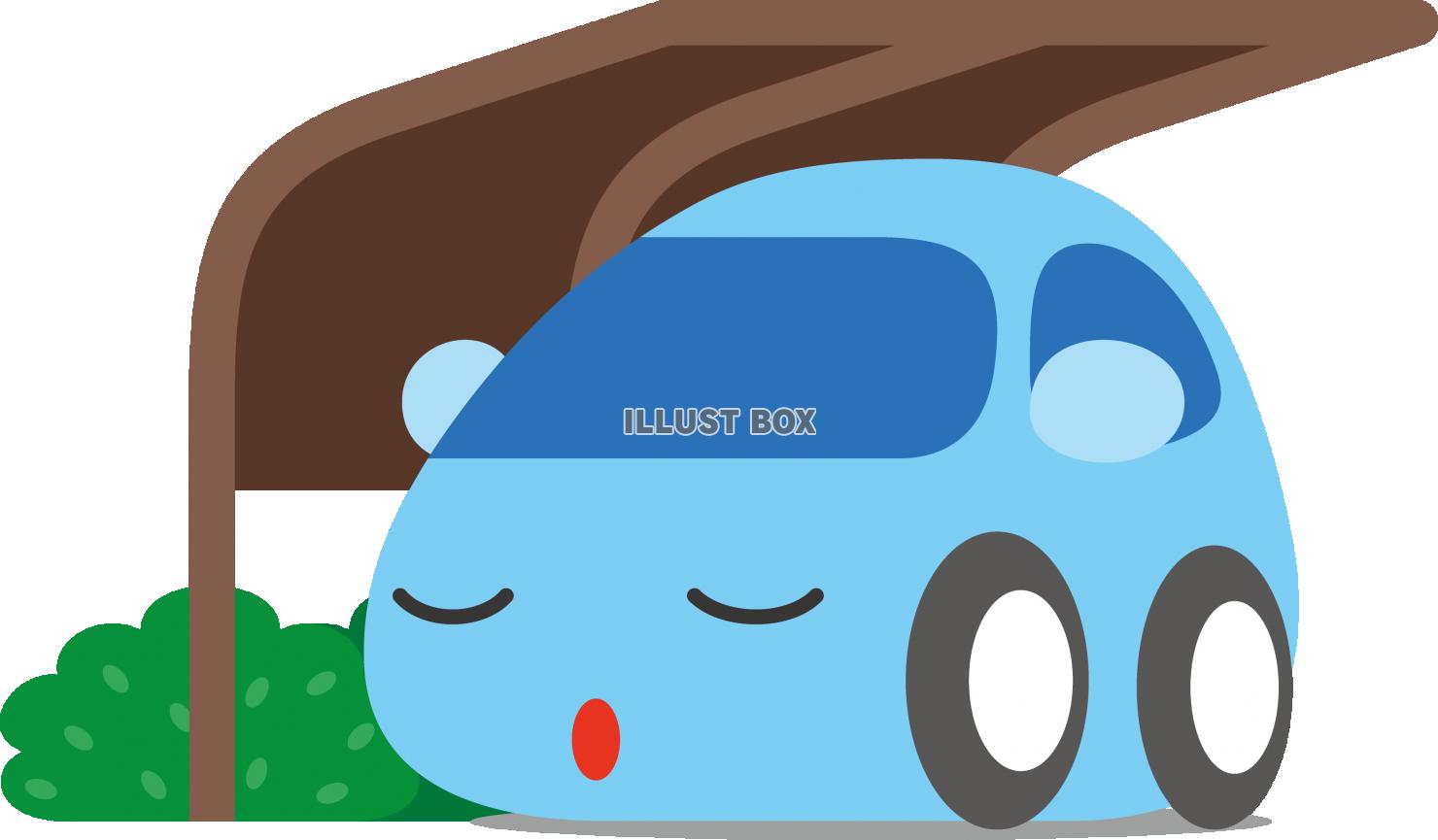 無料イラスト 車のキャラクター 車庫