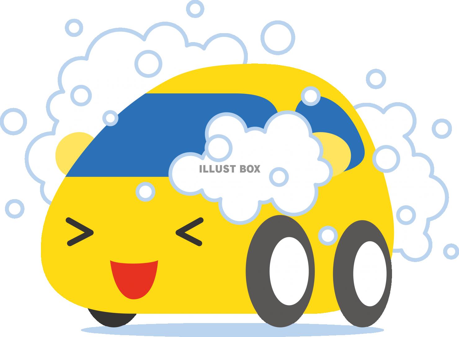 無料イラスト 車のキャラクター 洗車