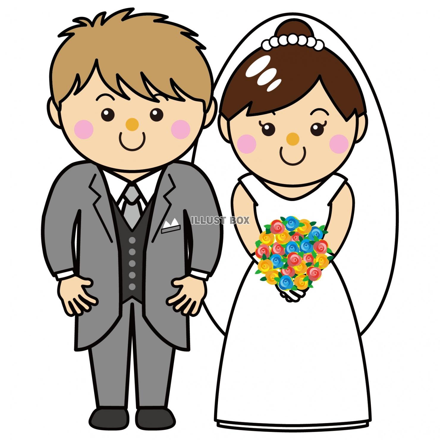 無料イラスト 男女30 01 結婚式 新郎 新婦