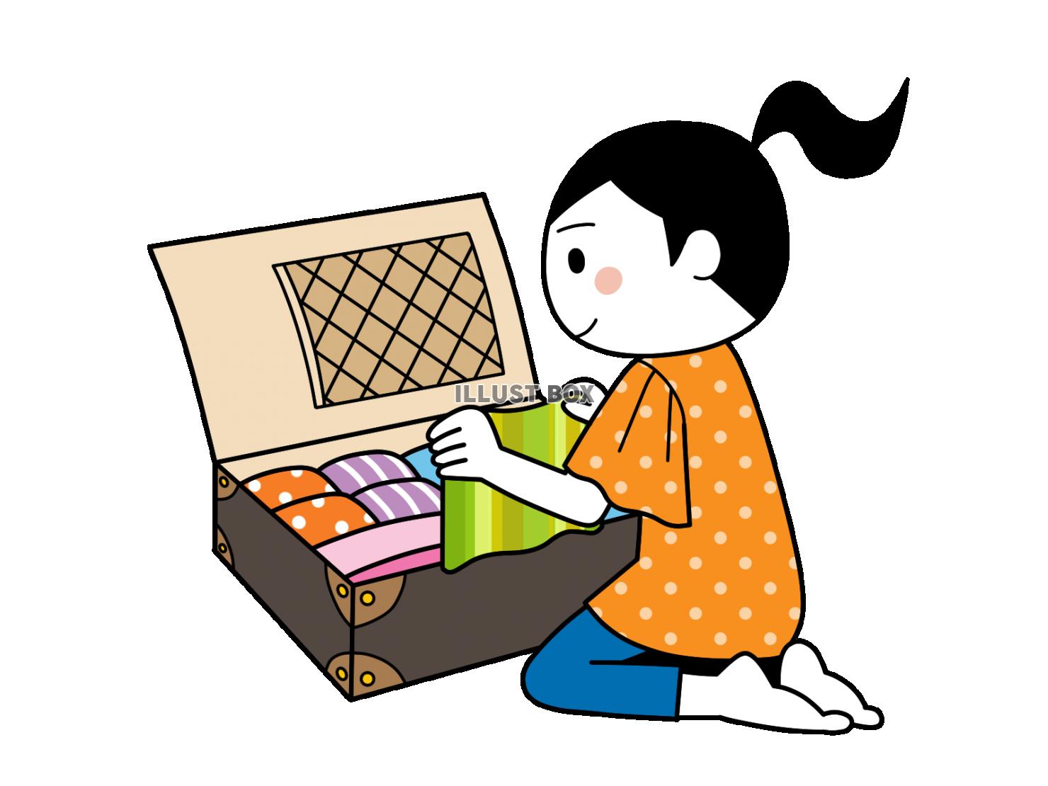 無料イラスト 旅行の準備をする女性