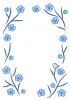 梅の花の手描きフレーム　青　縦