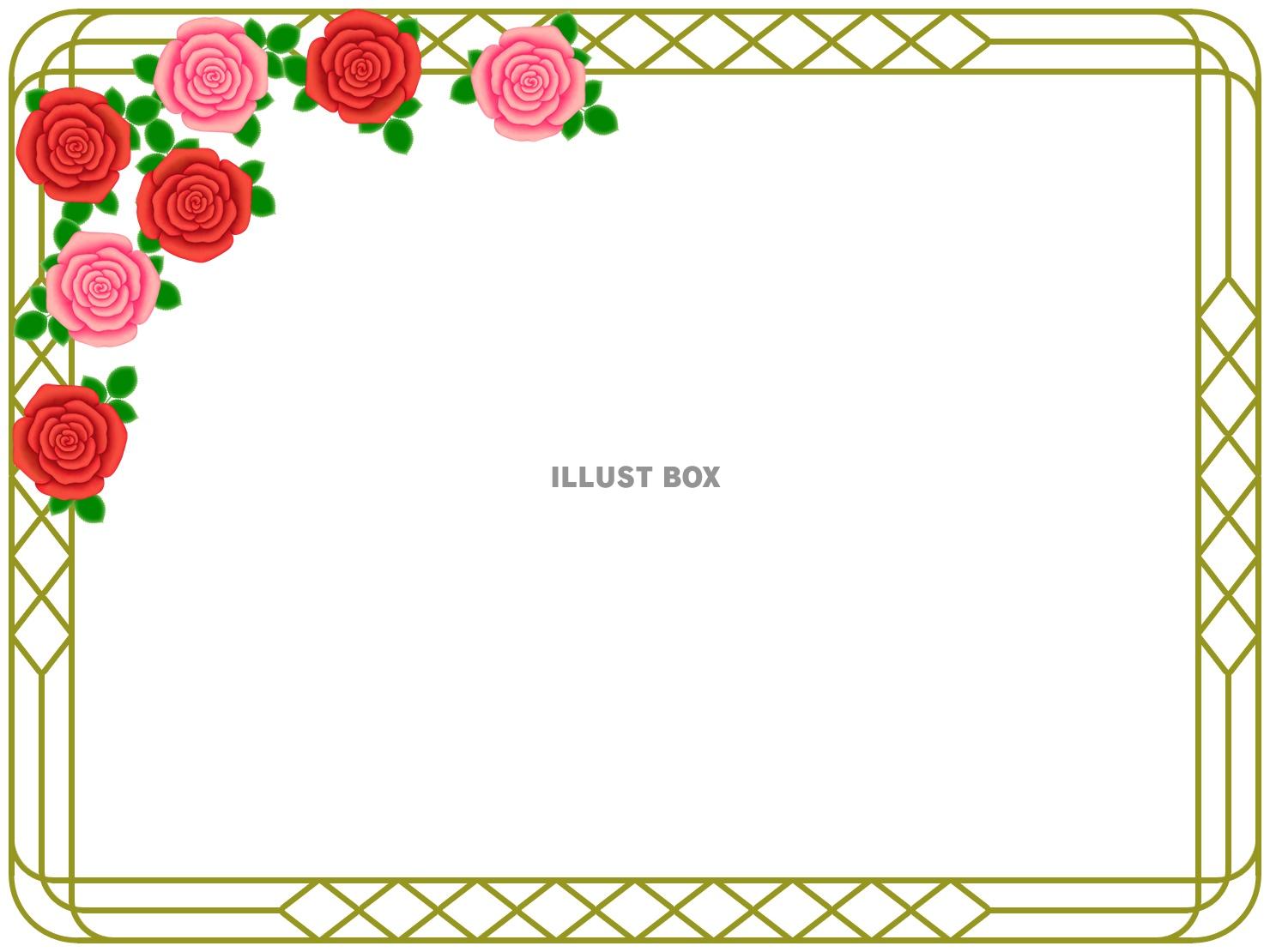 薔薇の花フレーム花模様飾り枠素材イラスト。ベクターあり