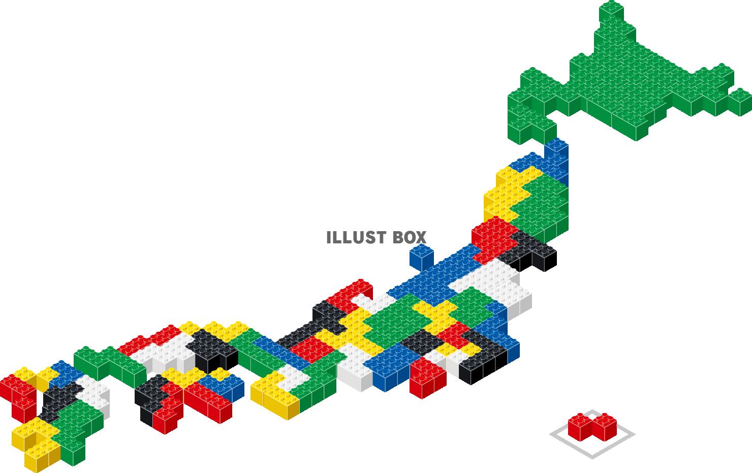 ブロックで作ったカラフルな日本地図