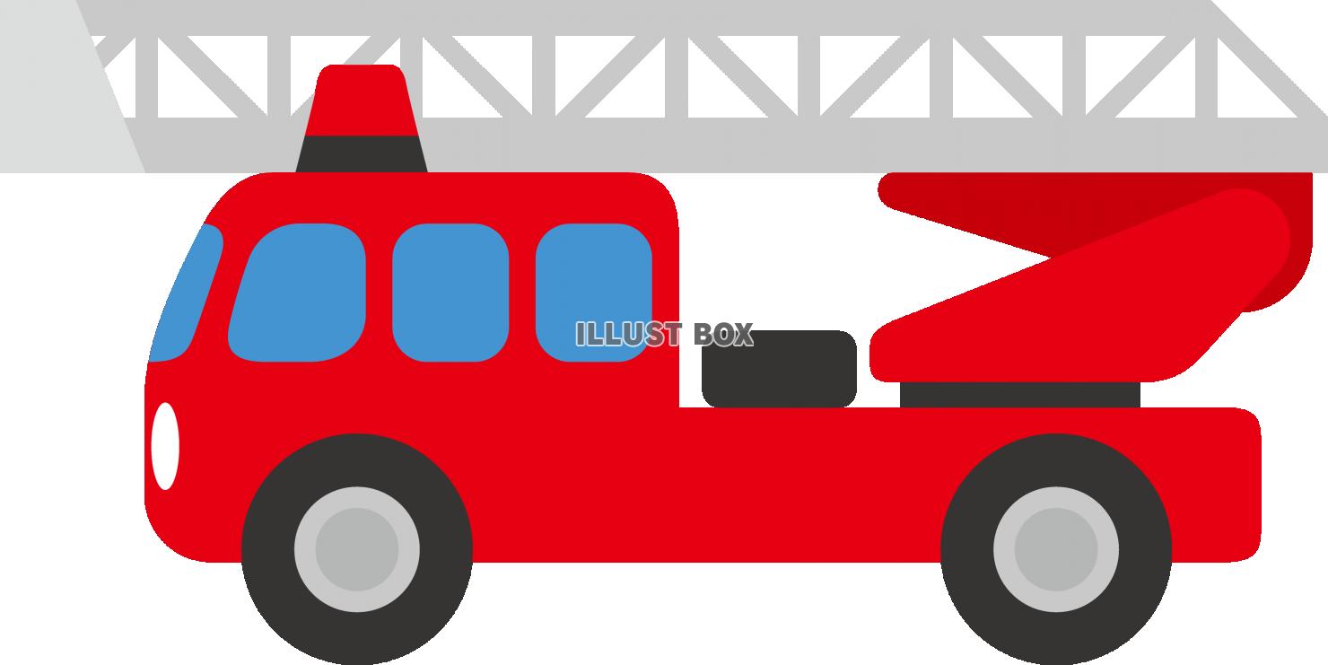 無料イラスト シンプルな消防車 はしご車