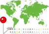 世界地図とマップピン