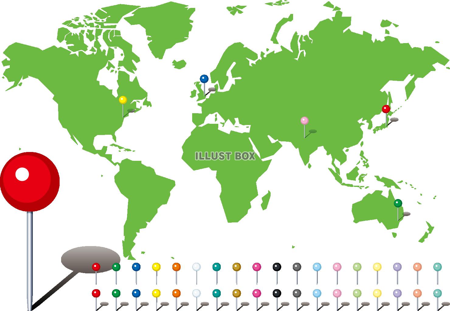 世界地図とマップピン