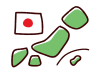 手描きのデフォルメ　日本と国旗