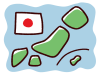 手書きのデフォルメ　日本、国旗、海