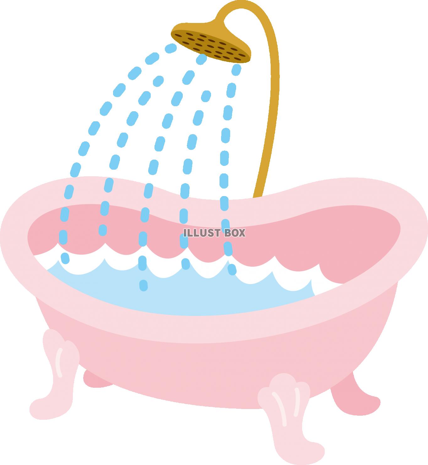 無料イラスト ヨーロッパ風 猫足のバスタブ お風呂