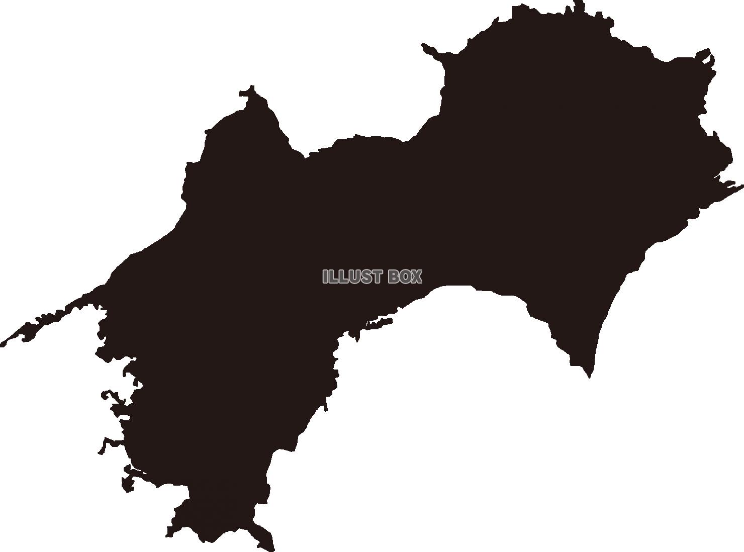 無料イラスト 四国の地図 シルエット 黒色