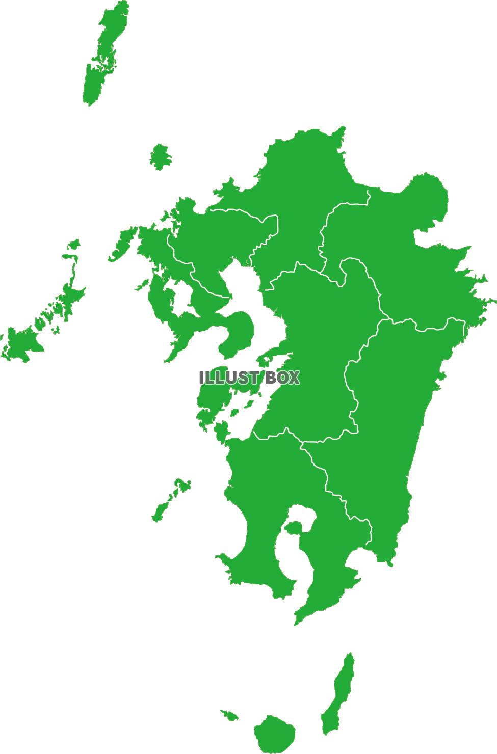 無料イラスト 九州の地図 県峡線あり です