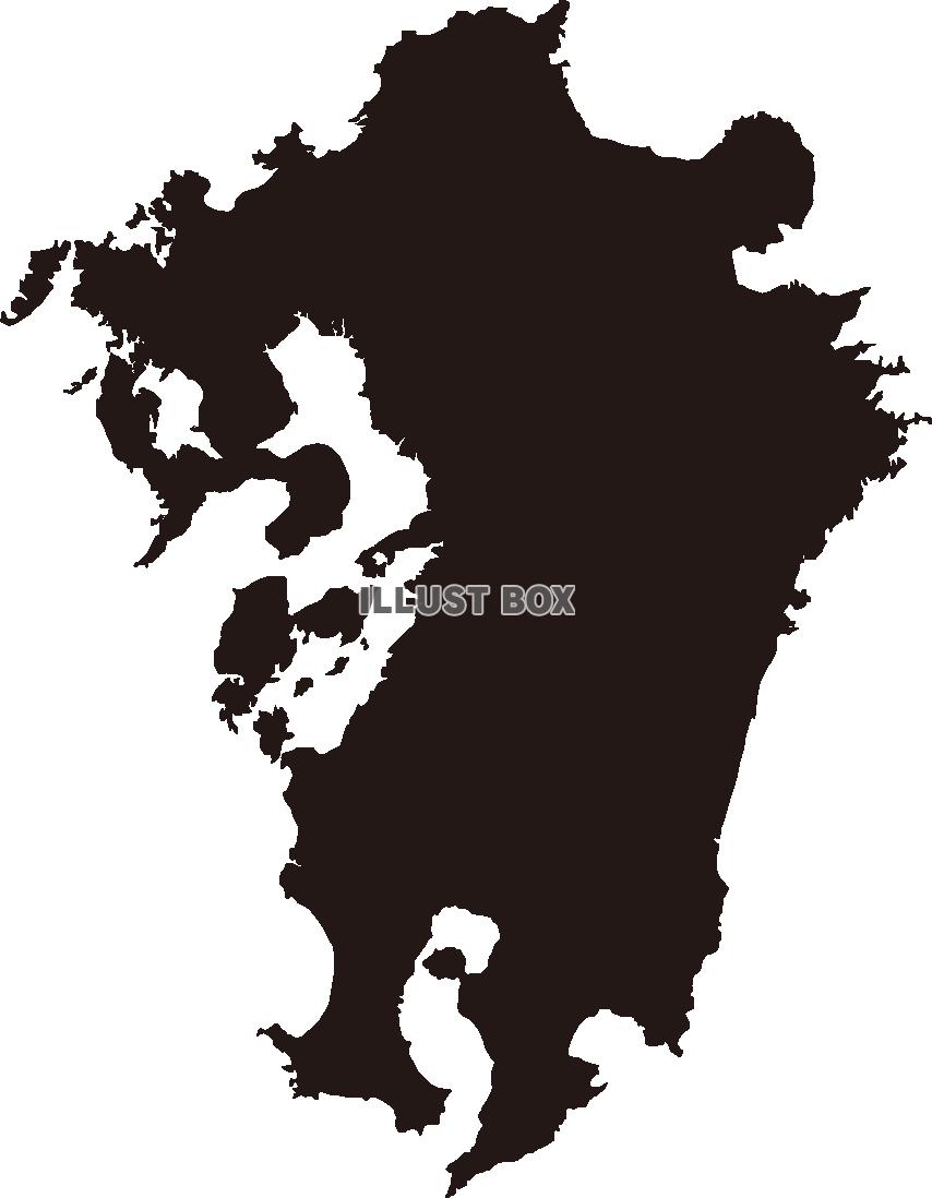 九州の地図（シルエット）黒色