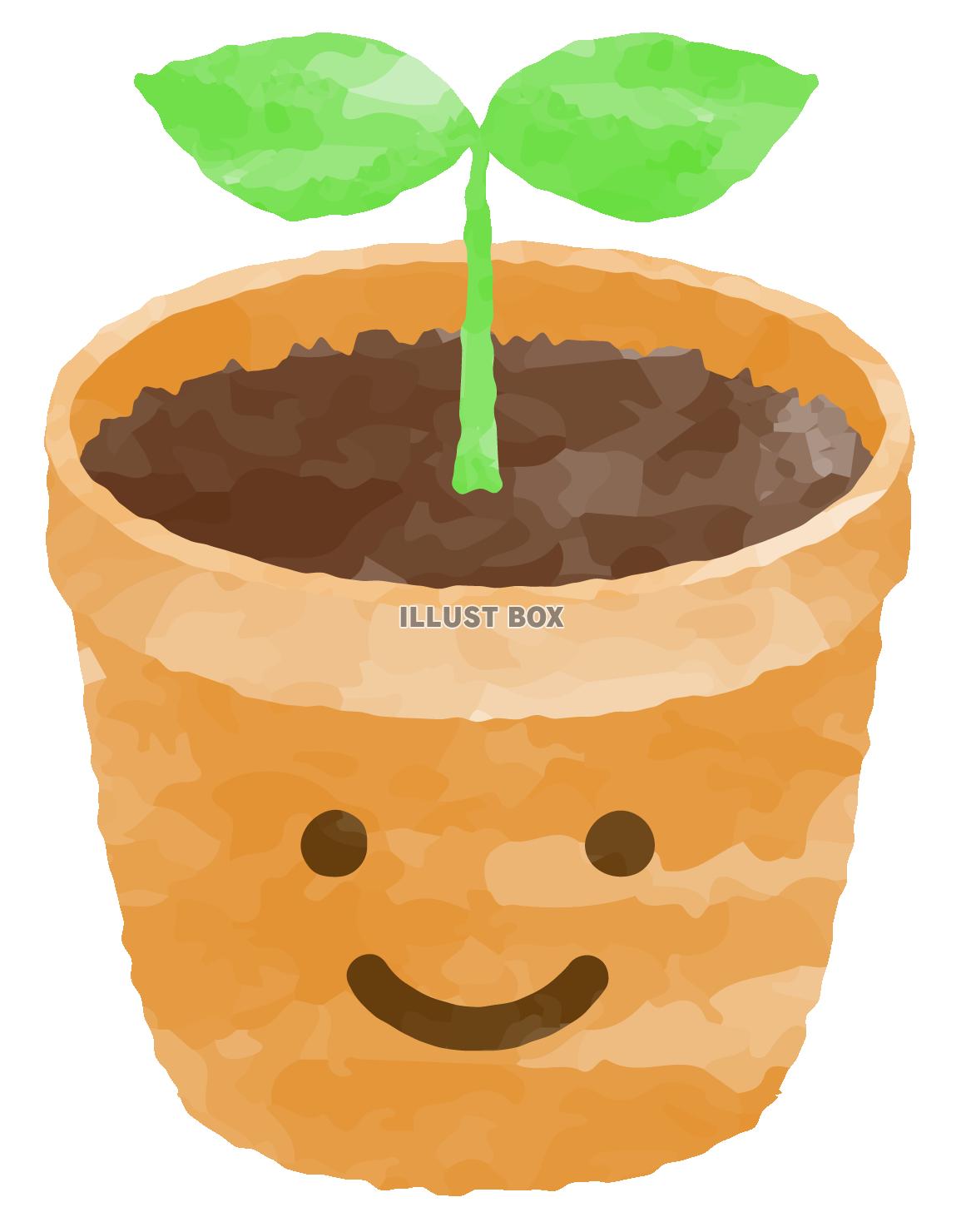 無料イラスト 笑顔の植木鉢