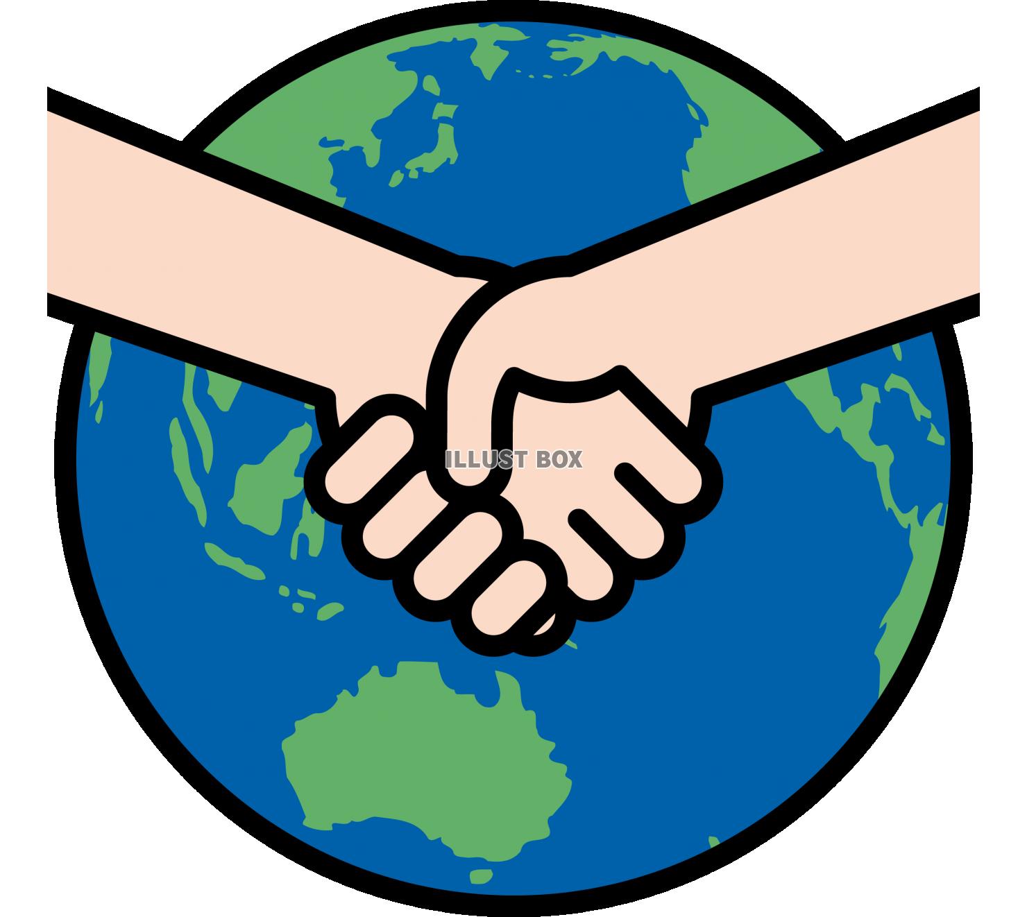 無料イラスト 地球 握手 平和 世界 ピース