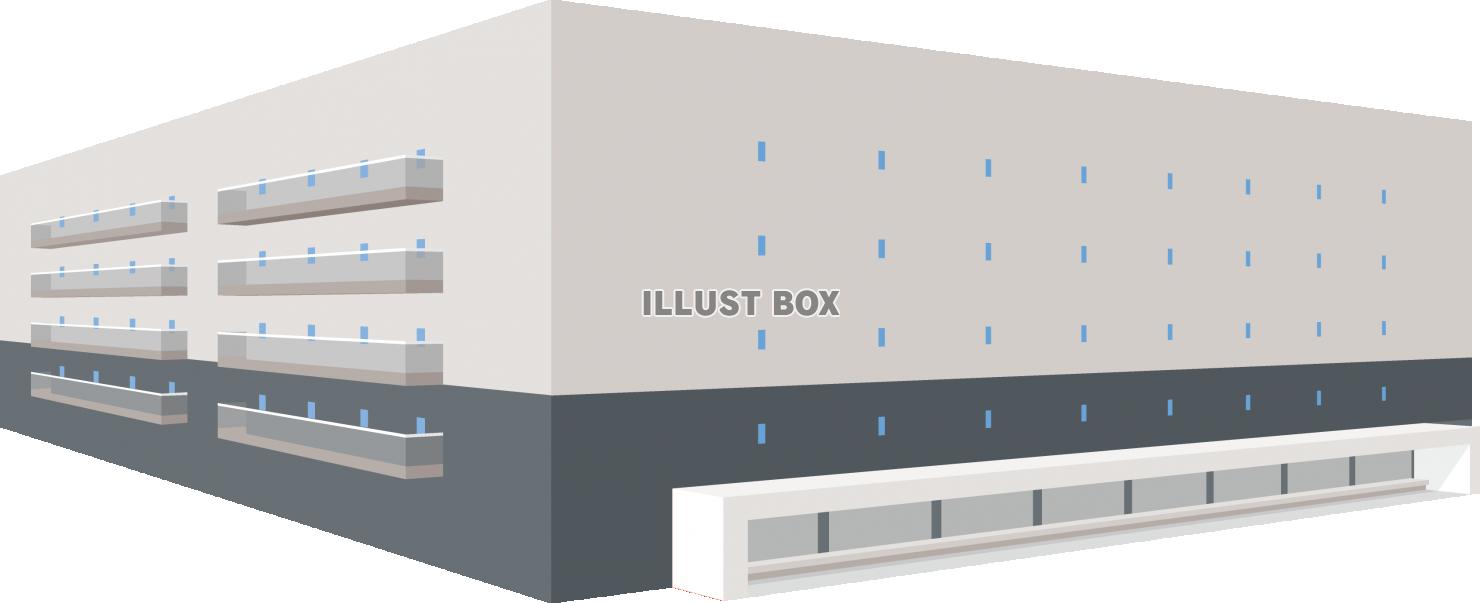 無料イラスト 建物 大型 倉庫 立体