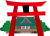 シンプルな切り絵風　鳥居と神社