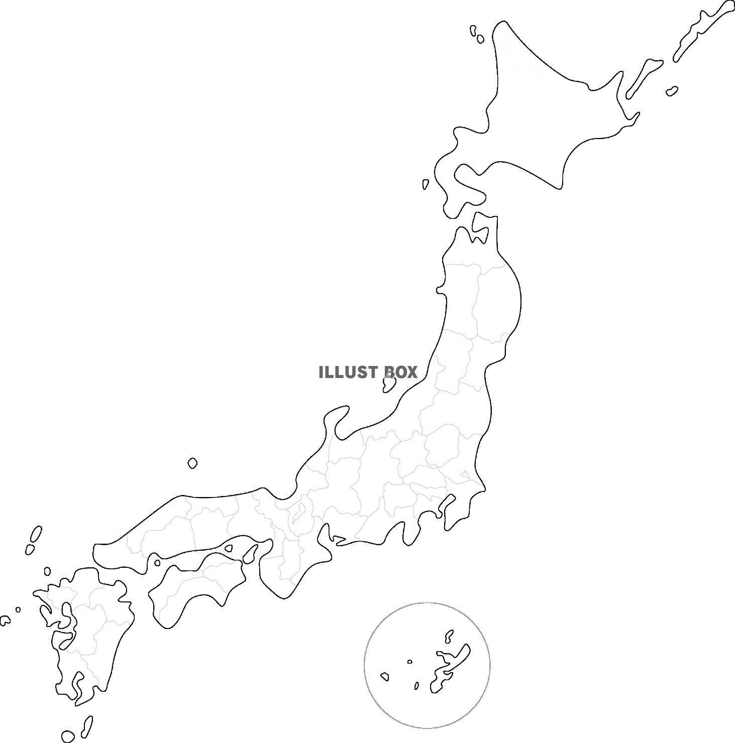 無料イラスト 白地図 日本 都道府県 ぬりえ