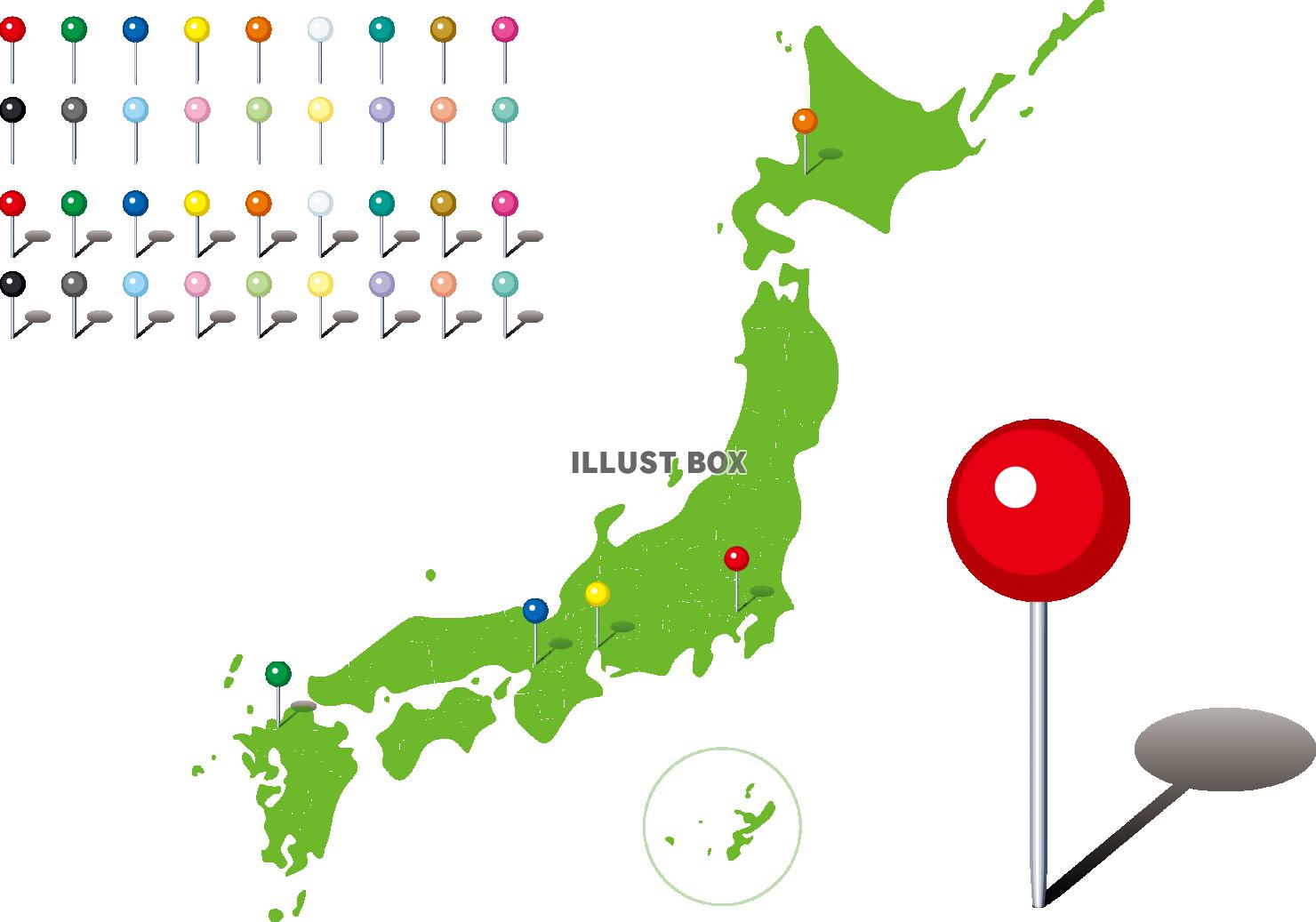 日本地図　都道府県　マップピン