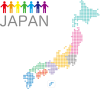日本地図　手つなぎ　八地方区分